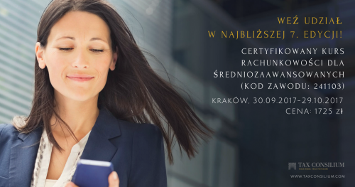 CERTYFIKOWANY Kurs Rachunkowości dla średniozaawansowanych (kod zawodu: 241103)
