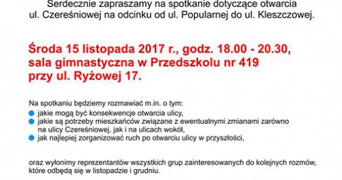 Ulica Czereśniowa - przyjdź z nami o tym porozmawiać