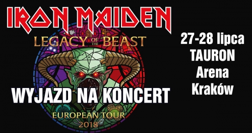 Bilety na przejazd na koncert Iron Maiden z Lublina, 27 i 28 lipca Tauron Arena Kraków