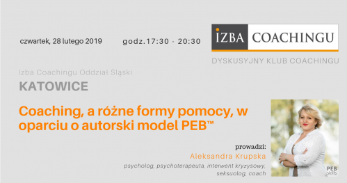 Dyskusyjny Klub Coachingu - Coaching, a różne formy pomocy, w oparciu o autorski model PEB™
