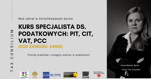 ON LINE Certyfikowany Kurs Specjalista ds. Podatkowych: PIT, CIT, VAT, PCC w czasie rzeczywistym