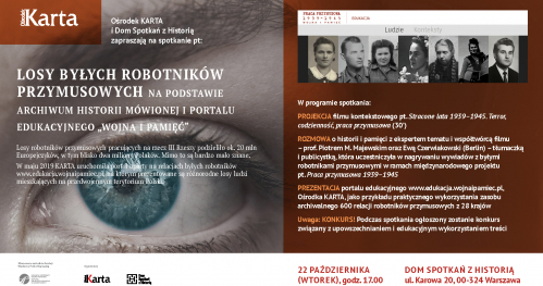 Losy byłych robotników przymusowych na podstawie archiwum historii mówionej i portalu edukacyjnego "Wojna i pamięć"