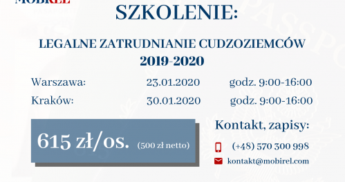 Szkolenie: Legalne zatrudnianie cudzoziemców - Kraków 30.01.2020