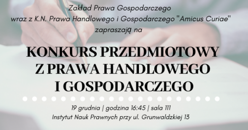 Konkurs przedmiotowy z Prawa Handlowego i Gospodarczego