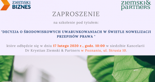 Szkolenie "Decyzja o środowiskowych uwarunkowaniach w świetle nowych przepisów prawa"