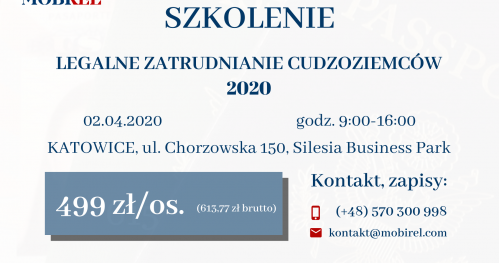 Szkolenie: Legalne zatrudnianie cudzoziemców Katowice 2.04.20
