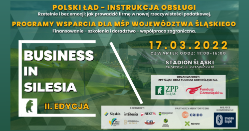 Business in Silesia. Polski Ład - Instrukcja obsługi || Programy Wsparcia MŚP Woj. Śląskiego - Finansowanie / Szkolenia i doradztwo / Współpraca zagraniczna.