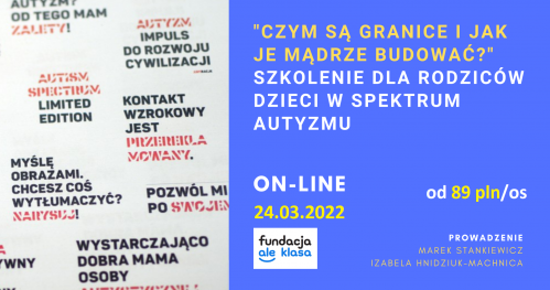 "Czym są granice i jak je mądrze budować?" - szkolenie ON-LINE dla rodziców dzieci w spektrum autyzmu