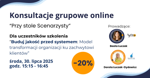 Konsultacje grupowe "Przy stole Scenarzysty" po szkoleniu "Buduj jakość przed systemem"