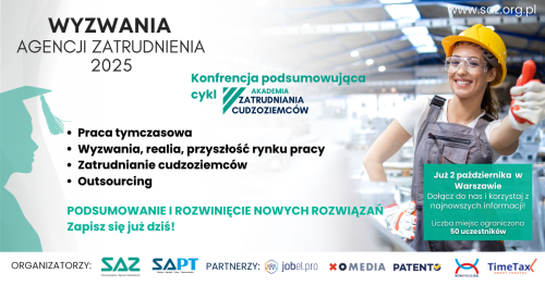 Wyzwania dla agencji zatrudnienia 2025 - Konferencja podsumowująca Akademię SAZ [Stacjonarlnie]