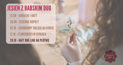 HAFT ONE-LINE NA PŁÓTNIE - Jesień z Babskim Duo