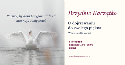 Brzydkie Kaczątko - o dojrzewaniu do swojego piękna. Warsztat dla kobiet online.