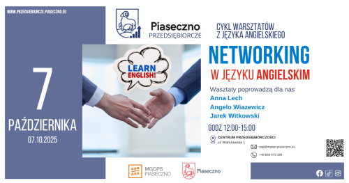 Bezpłatny warsztat językowy w Centrum Przedsiębiorczości w Piasecznie "Networking po angielsku"