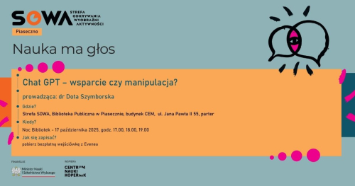 Chat GPT - wsparcie czy manipulacja? - spotkanie z dr Dotą Szymborską