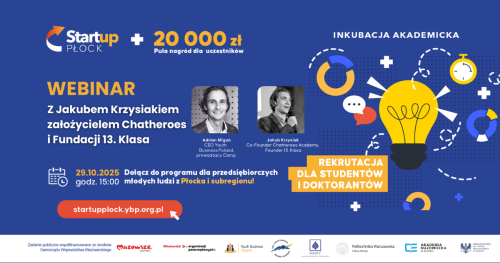 Startup Płock | Webinar z  Jakubem Krzysiakiem