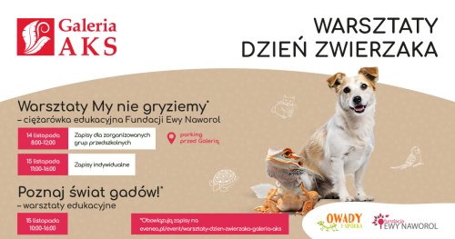 Dzień zwierzaka w Galerii AKS Chorzów - zapisy na warsztaty
