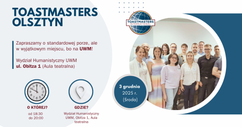 [3 grudnia 2025] Spotkanie klubu Toastmasters Olsztyn na UWM