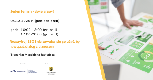 Szkolenie: Rozszyfruj ESG i nie zawahaj się go użyć, by nawiązać dialog z biznesem