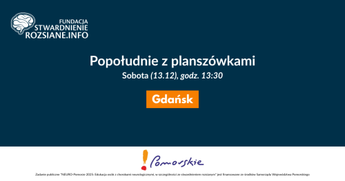Popołudnie z planszówkami - zajęcia w Gdańsku dla osób z chorobami neurologicznymi (13.12.2025, godz. 13:30)