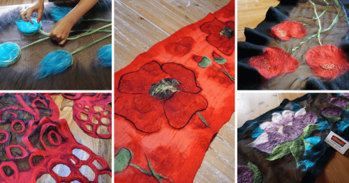 Warsztaty filcowania na mokro - szale na jedwabiu