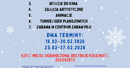 Zimowisko termin pierwszy:16.02-20.02.2026