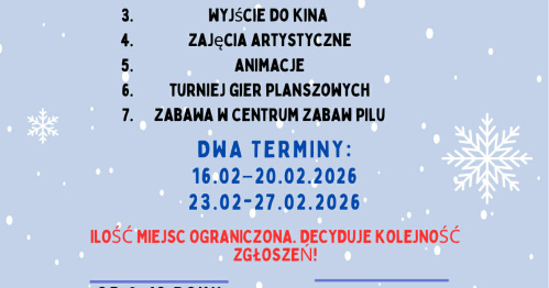 Zimowisko termin drugi: 23.02-27.02.2026
