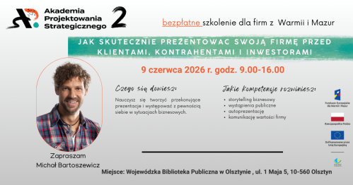 Akademia Projektowania Strategicznego 2: Szkolenie: Jak skutecznie prezentować swoją firmę przed klientami, kontrahentami i inwestorami?
