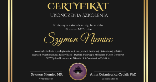 Szkolenie Certyfikacyjne: Kwestionariusz Identyfikacji i Dysforii Płciowej u Osób Dorosłych i Młodzieży (GIDQ)