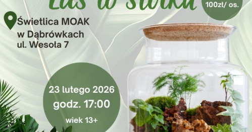 Warsztaty "Las w słoiku" - 23.02 w godz. 17:00-20:00 Świetlica MOAK w Dąbrówkach