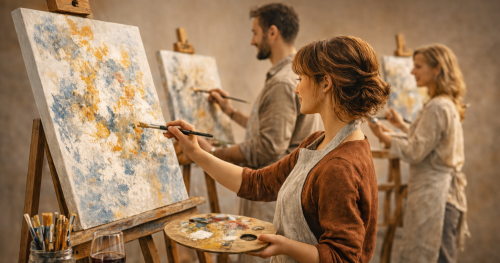 Warsztaty Intuicyjnego Malowania na Płótnie + Wino i Sery