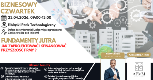 Biznesowy Czwartek: "Fundamenty Jutra.Jak zaprojektować i sfinansować przyszłość firmy"