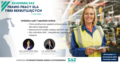 Akademia Prawa Pracy cykl webinariów kwiecień/maj - zakończony certyfikatem SAZ
