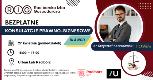 BEZPŁATNE DORADZTWO PRAWNO-BIZNESOWE dla Organizacji Pozarządowych z Raciborza