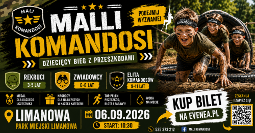 Mali Komandosi Bieg z przeszkodami dla dzieci 3-11 lat LIMANOWA