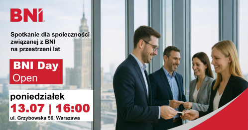 BNI Warszawa: BNI Day Open - Członkowie, 13.07.2026 r.