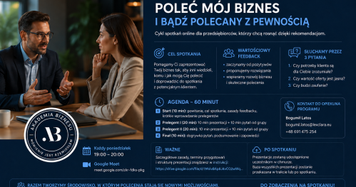 "Poleć mój biznes" - cykliczne spotkania online - Akademii Biznesu 19:00