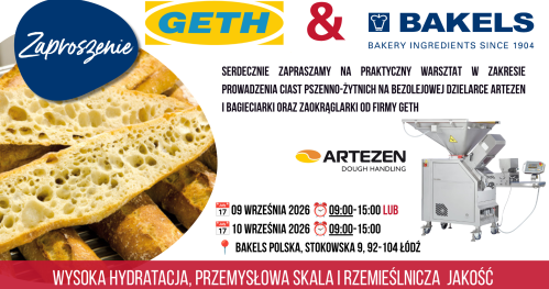 Wysoko uwodnione ciasta na dzielarce ARTEZEN, warsztat | GETH & BAKELS