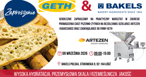 Wysoko uwodnione ciasta na dzielarce ARTEZEN, warsztat | GETH & BAKELS