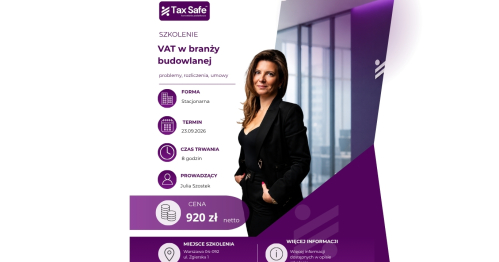 szkolenie - VAT w branży budowlanej - problemy, rozliczenia, umowy