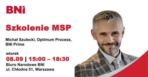 BNI Warszawa: Szkolenie MSP Michał Szulecki, 08.09.2026 (wtorek)