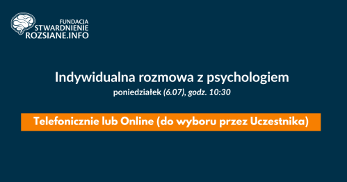 Indywidualna rozmowa z psychologiem (online LUB telefonicznie, 6.07.2026, godz. 10:30)