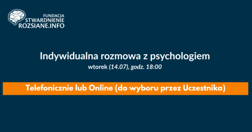 Indywidualna rozmowa z psychologiem (online LUB telefonicznie, 14.07.2026, godz. 18:00)