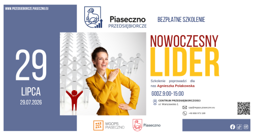 Bezpłatne szkolenie w Centrum Przedsiębiorczości w Piasecznie "Nowoczesny lider"