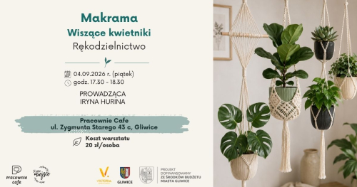 Makrama. Wiszący kwietnik. rękodzielnictwo