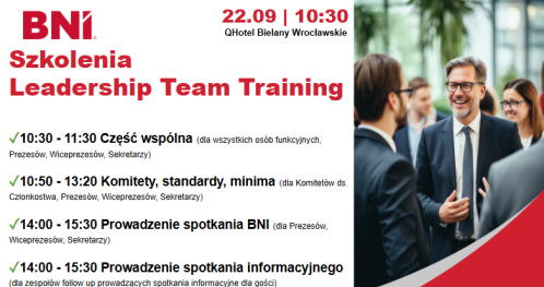 LTT - szkolenie dla Liderów BNI (bilet bez lunchu)