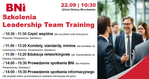 LTT - szkolenie dla Liderów BNI (bilet bez lunchu)