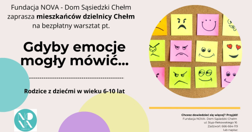 Kreatywny warsztat dla dzieci i rodziców "Gdyby emocje mogły mówić..."