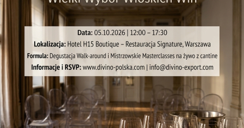 DiVino Warsaw Tasting 2026 - Grand Italian Wine Selection - "Degustacja Branżowa B2B - Spotkanie z włoskimi winiarzami"