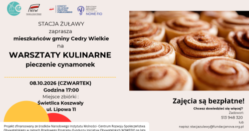 Warsztaty kulinarne - pieczenie cynamonek