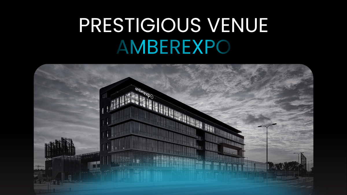 Photo showing front side of the AmberExpo building
